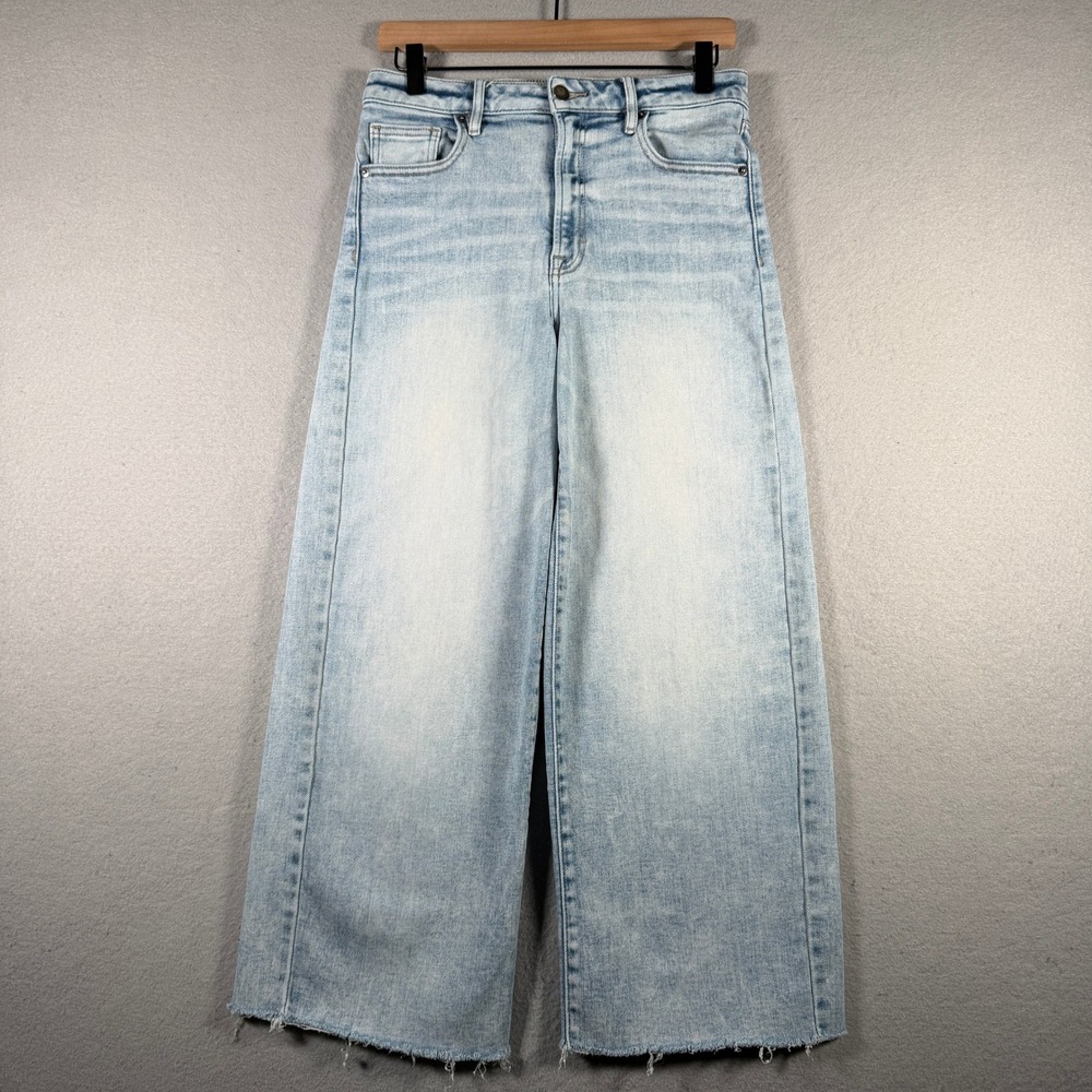 bohme Women Light Wash High Rise Wide Leg Raw Hem Jeans Size 28 BH9142C-LT